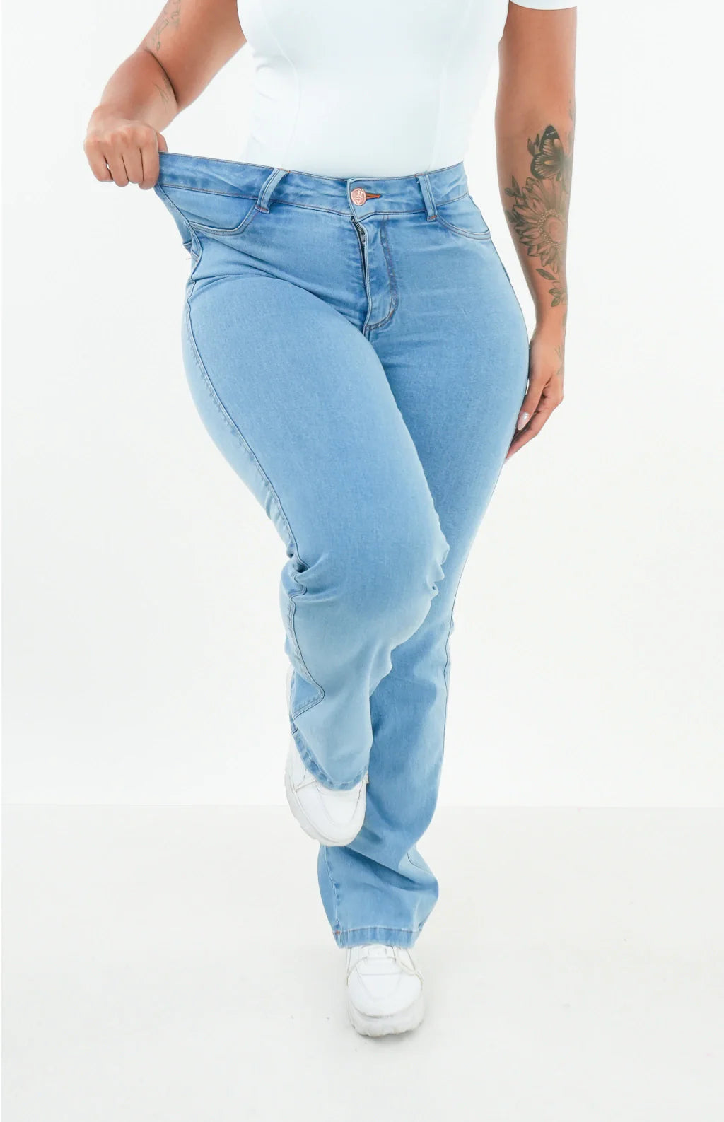 CALÇA JEANS FEMININA - Wide leg Essencial Piscine