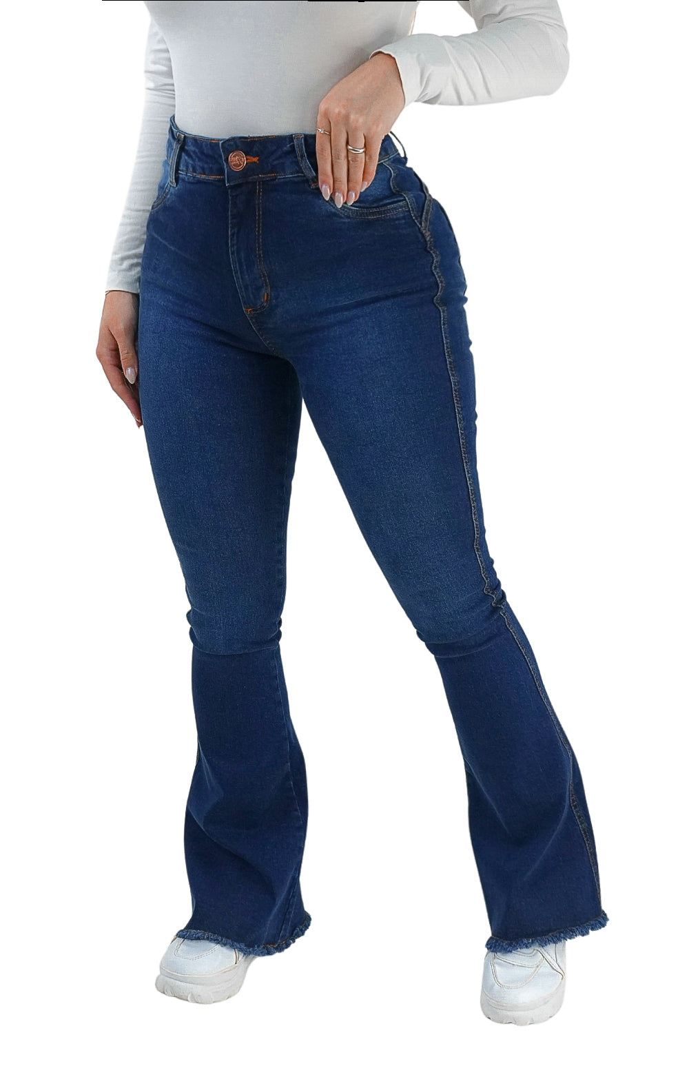 CALÇA JEANS PARA BAIXINHAS FLARE - BARRA DESFIADA