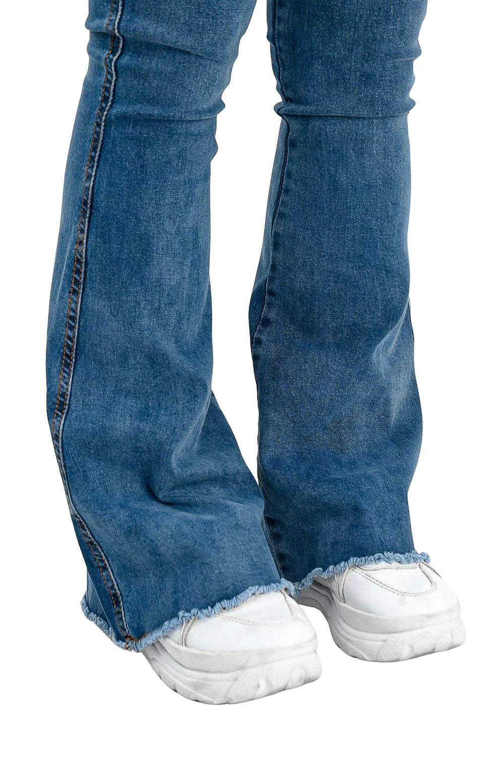 CALÇA JEANS PARA BAIXINHAS - FLARE BARRA DESFIADA MALDIVAS