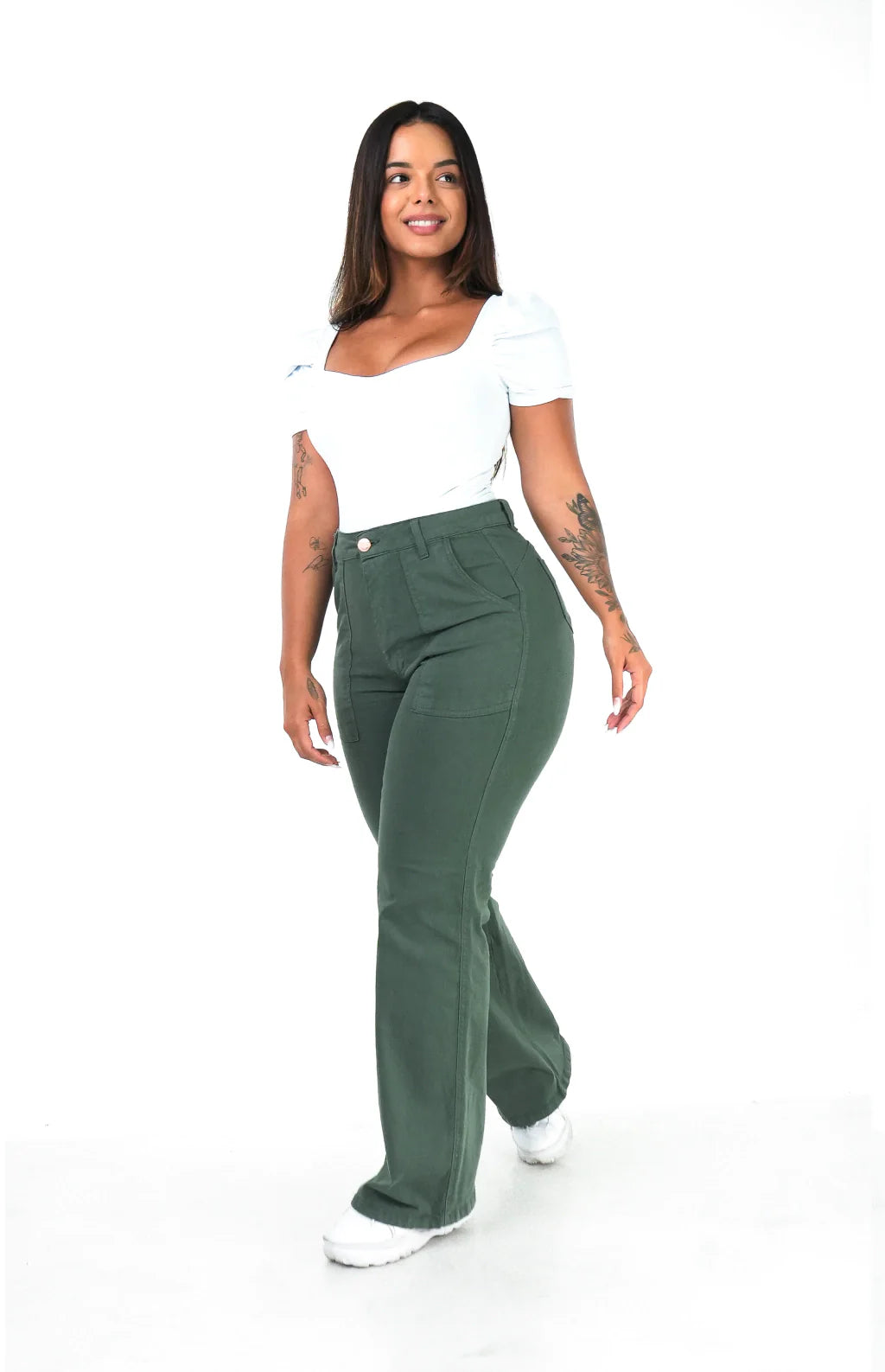 CALÇA FEMININA - WIDE LEG VERDE
