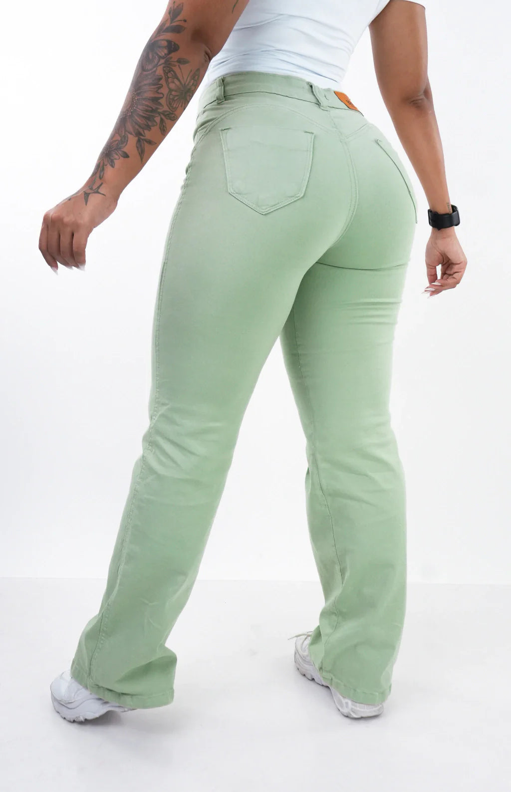 CALÇA FEMININA - WIDE LEG VERDE PISTACHE