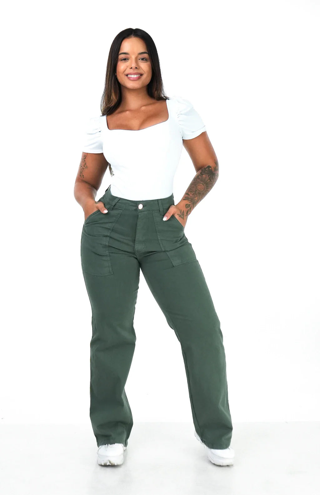 CALÇA FEMININA - WIDE LEG VERDE