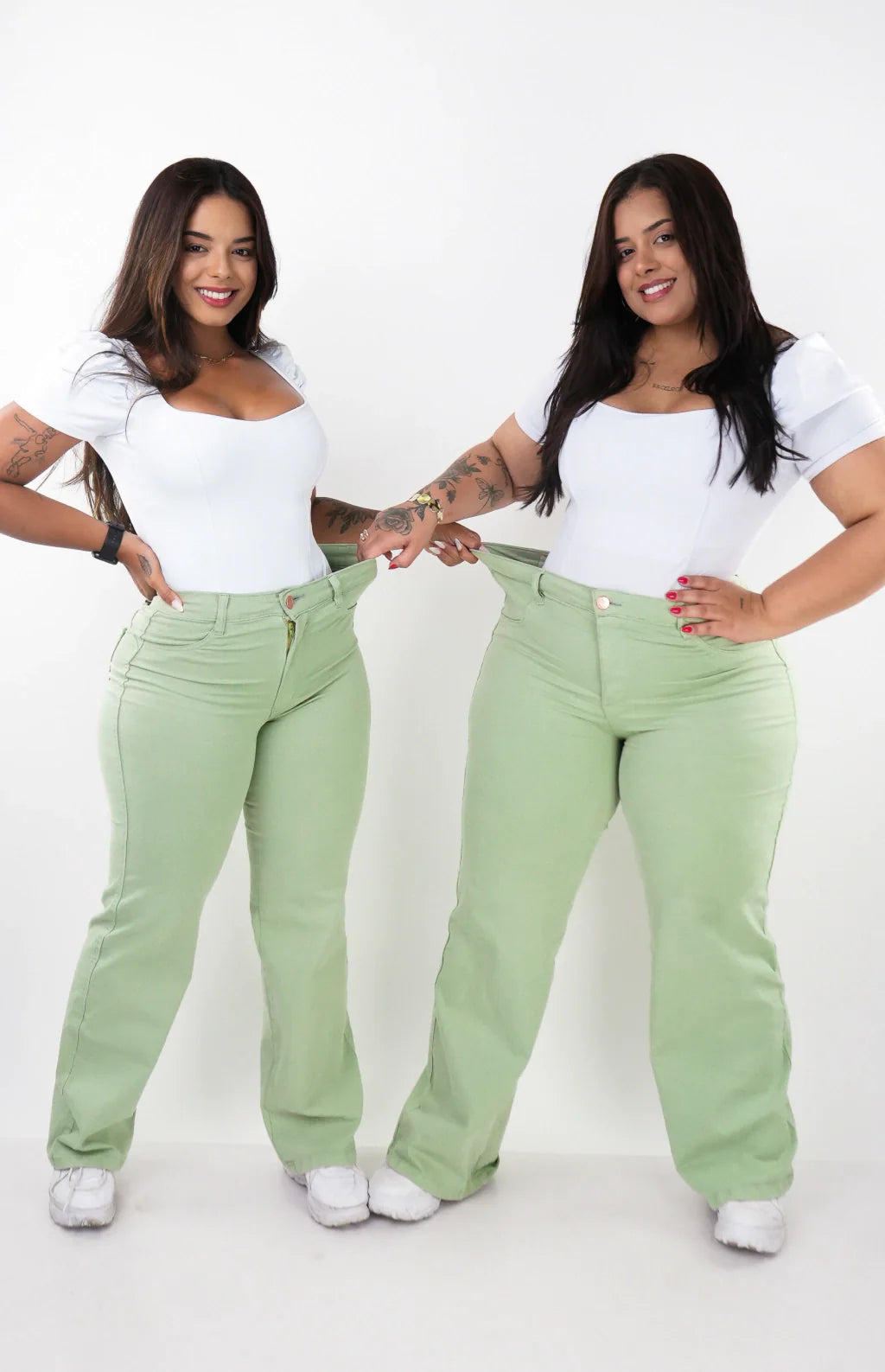 CALÇA FEMININA - WIDE LEG VERDE PISTACHE