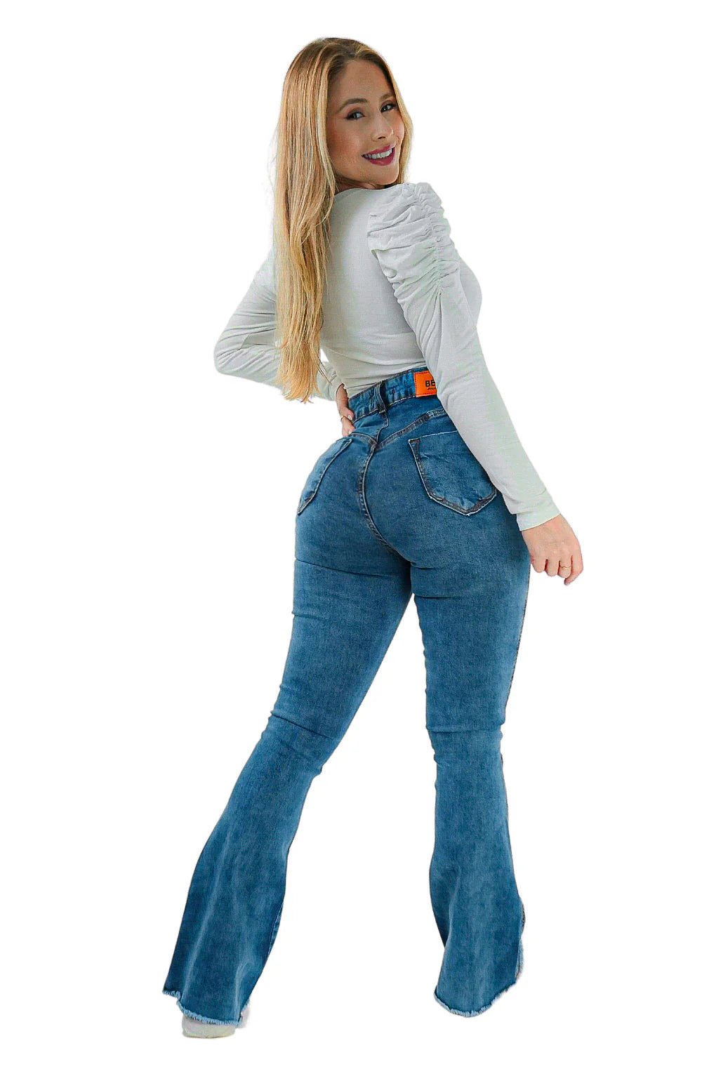CALÇA JEANS PARA BAIXINHAS - FLARE BARRA DESFIADA MALDIVAS