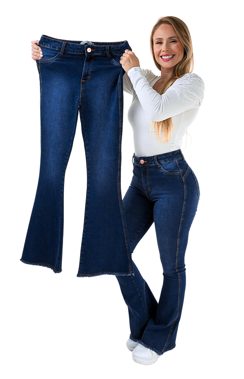 CALÇA JEANS PARA BAIXINHAS FLARE - BARRA DESFIADA