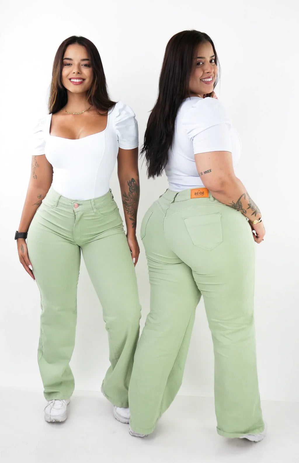 CALÇA FEMININA - WIDE LEG VERDE PISTACHE