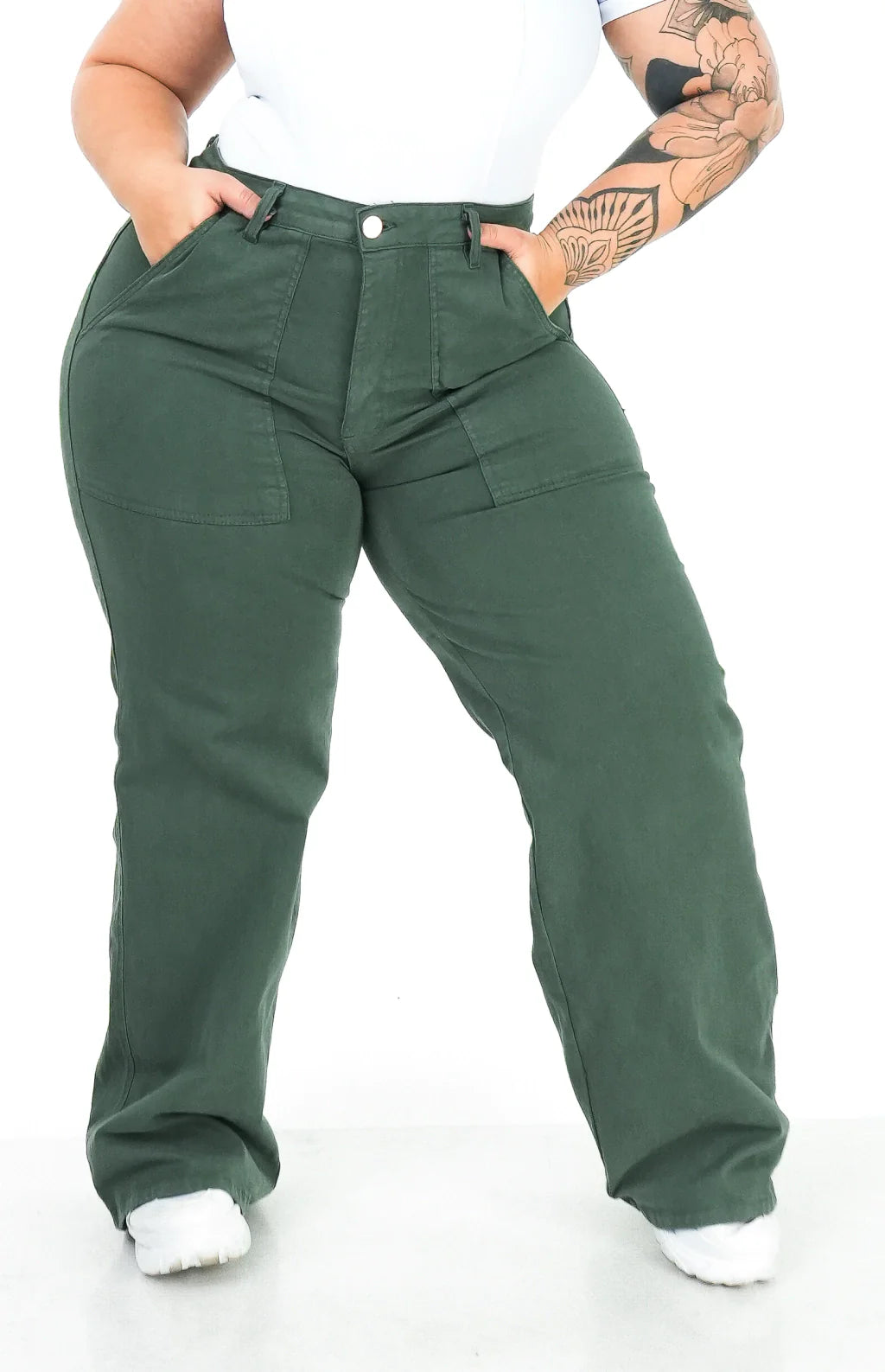 CALÇA FEMININA - WIDE LEG VERDE