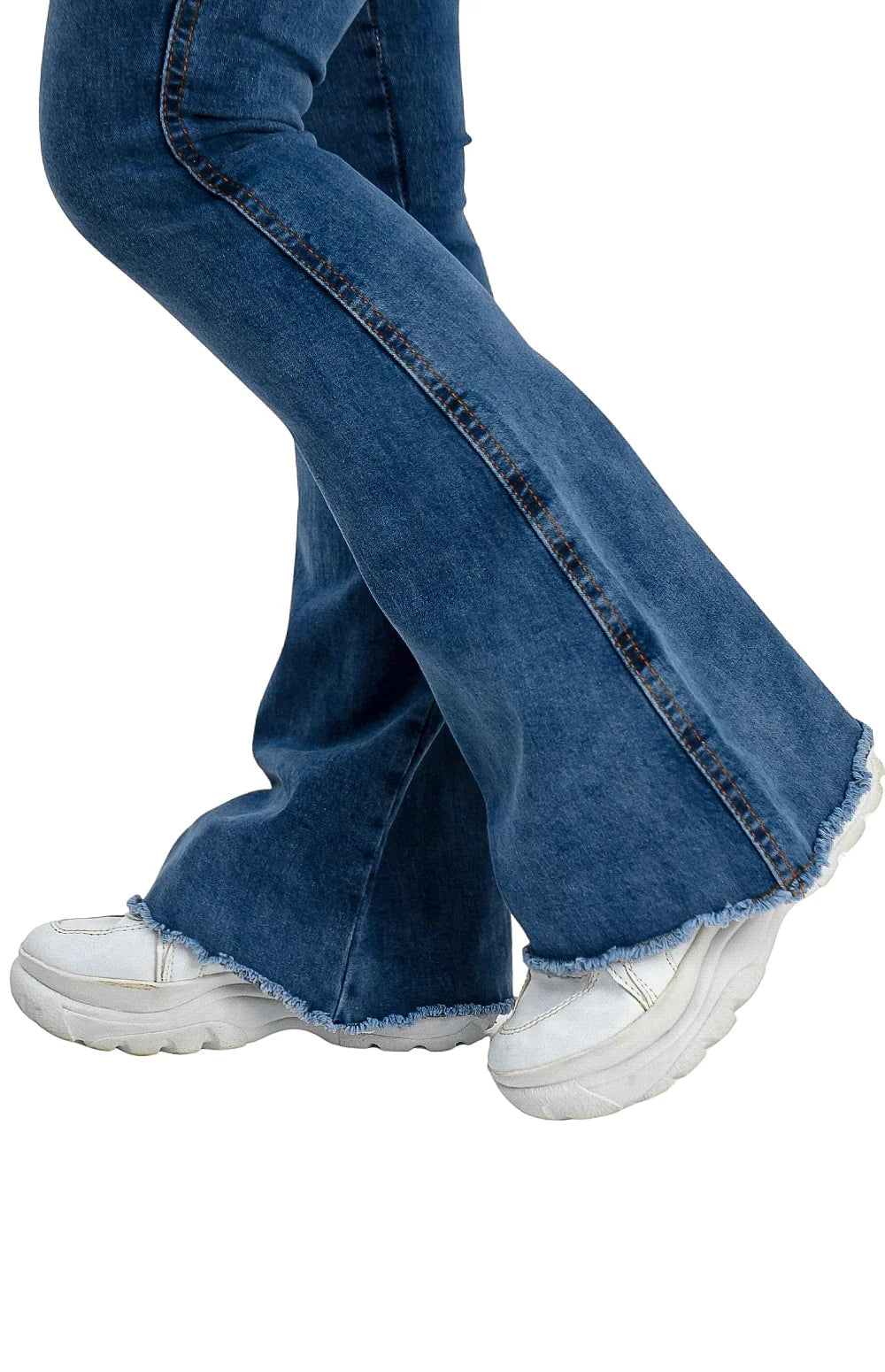 CALÇA JEANS PARA BAIXINHAS - FLARE BARRA DESFIADA MALDIVAS