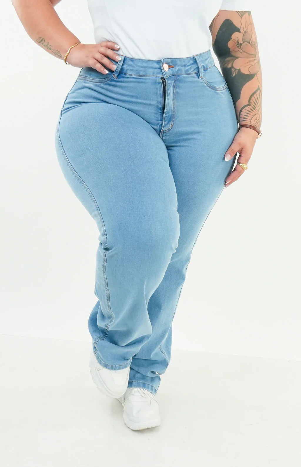 CALÇA JEANS PLUS SIZE - Wide leg Essencial Piscine