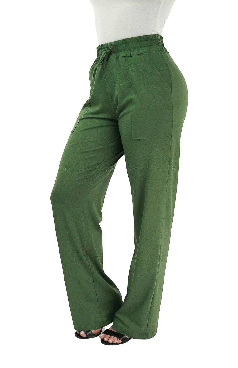 CALÇA PANTALONA VERDE MILITAR - CAIMENTO SOLTINHO