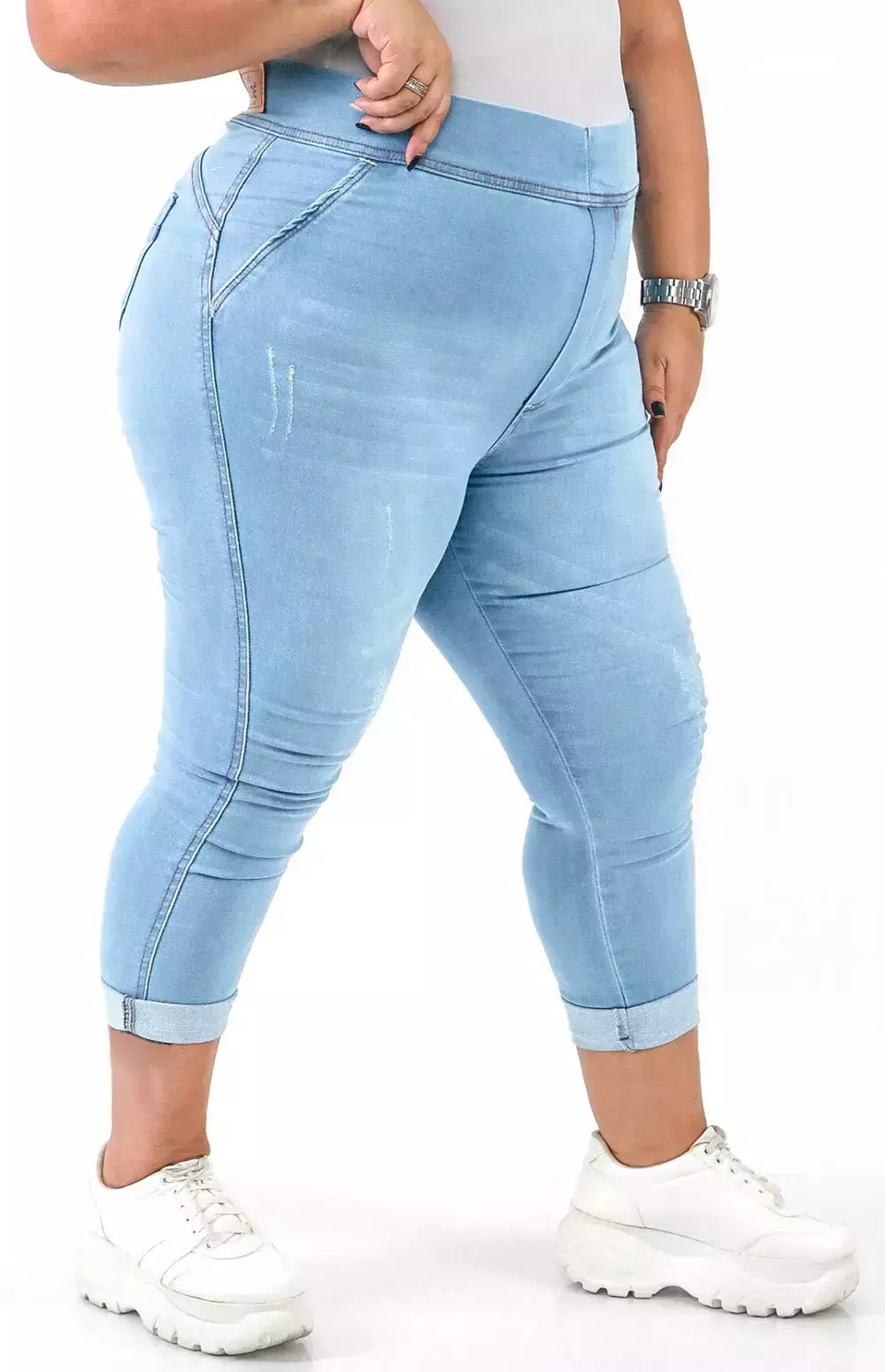 Calça Jeans Plus Size - Extreme Power Comfy Capri Clara
