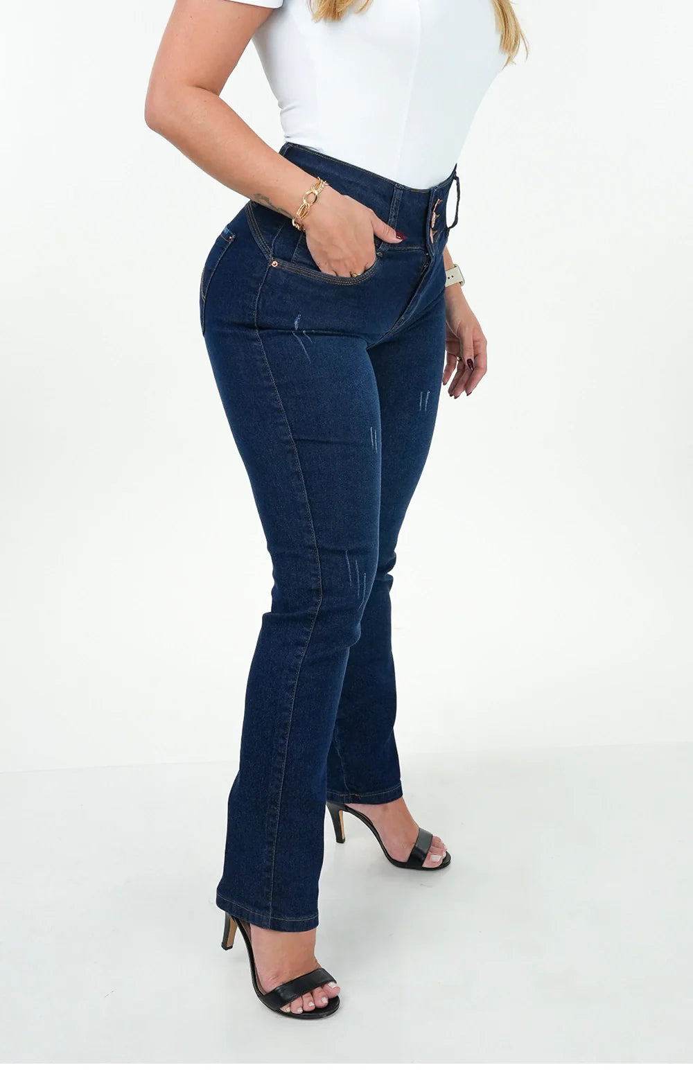 CALÇA JEANS FEMININA - RETA CHAPA BARRIGA