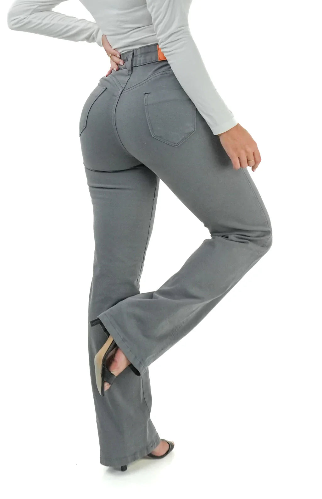 CALÇA JEANS FEMININA - RETA CINZA