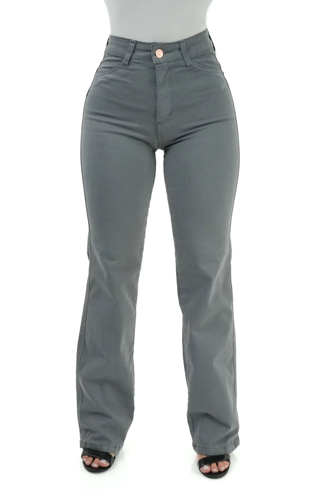 CALÇA JEANS FEMININA - RETA CINZA