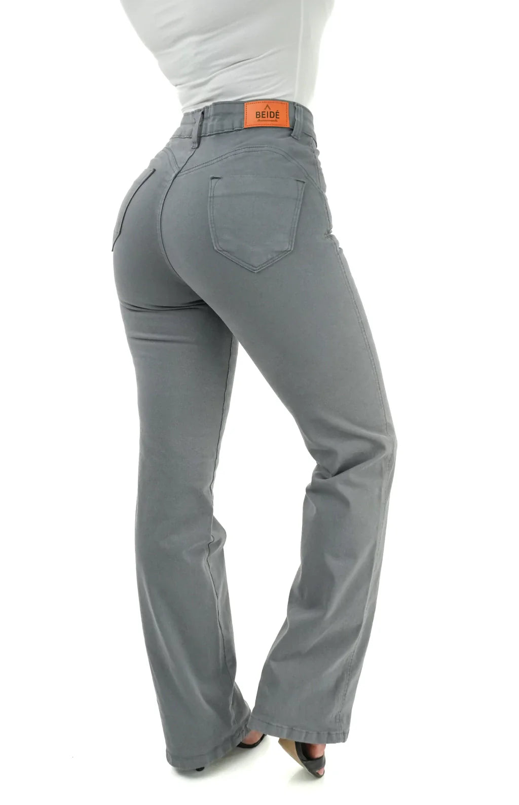 CALÇA JEANS FEMININA - RETA CINZA