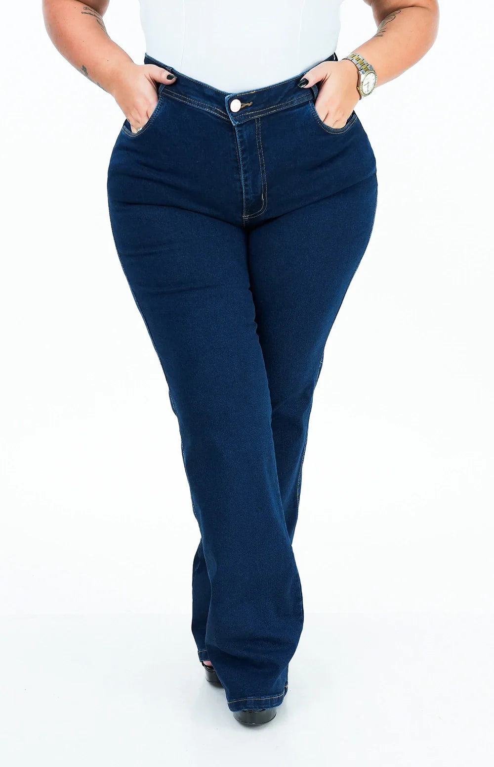 CALÇA JEANS FEMININA - WIDE LEG COM ELASTANO