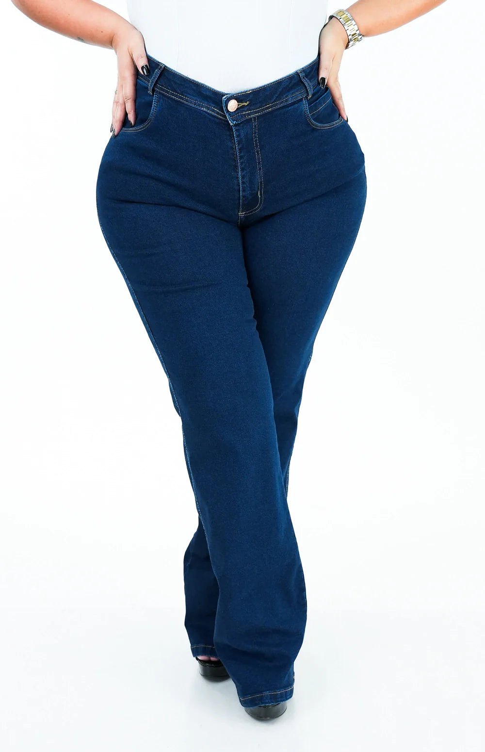 CALÇA JEANS FEMININA - WIDE LEG COM ELASTANO