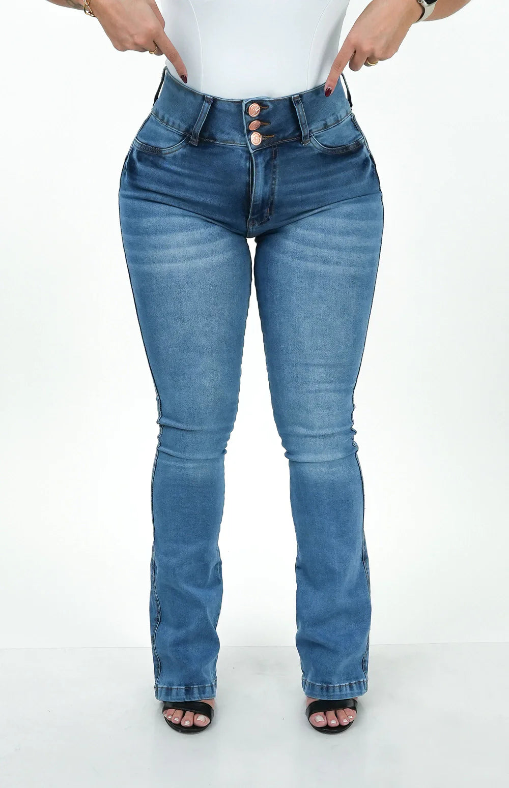 CALÇA JEANS FEMININA - FLARE TRIMODELADORA