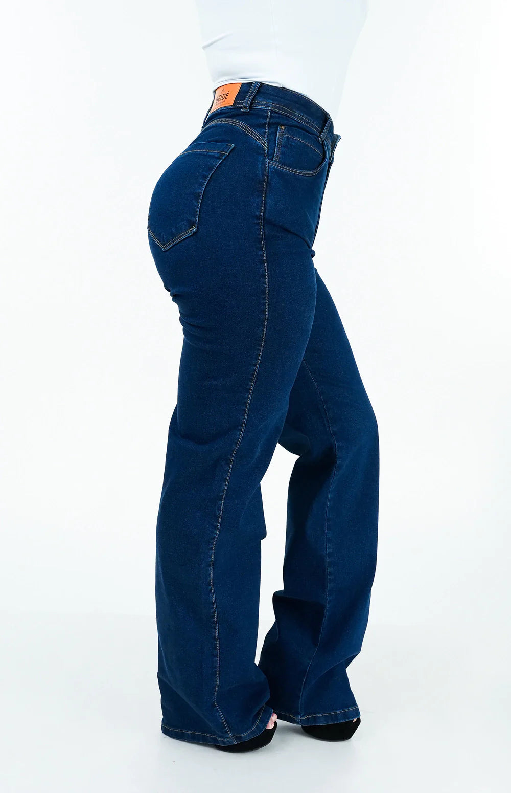 CALÇA JEANS FEMININA - WIDE LEG COM ELASTANO