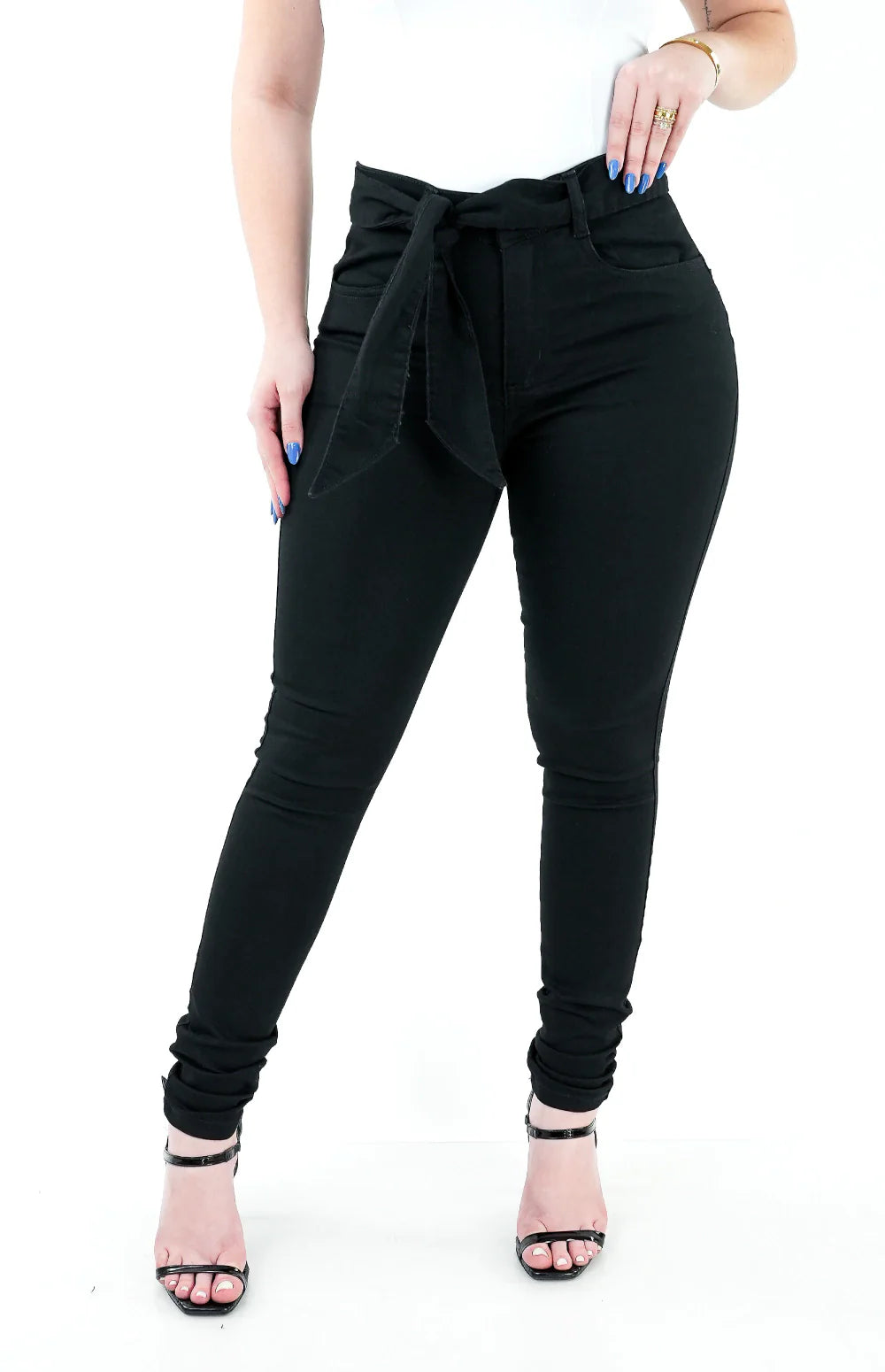 CALÇA JEANS FEMININA - FLARE COM CINTO FAIXA REMOVÍVEL