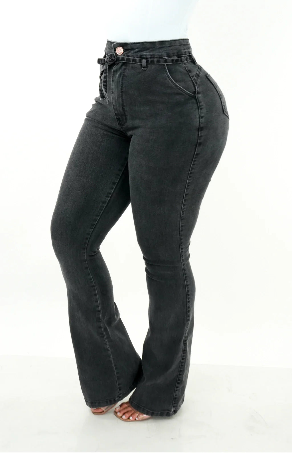 CALÇA JEANS FEMININA - Flare Vintage Estilo Alfaiataria