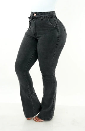 CALÇA JEANS FEMININA - Flare Vintage Estilo Alfaiataria