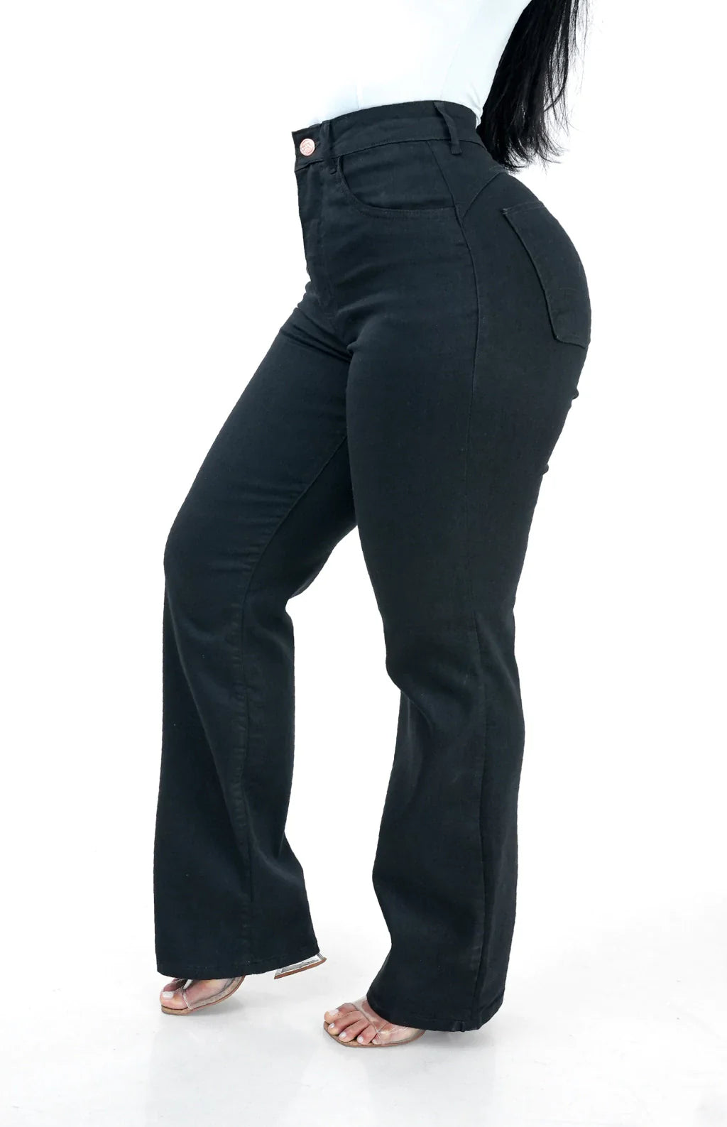 CALÇA JEANS FEMININA - WIDE LEG PRETO INTENSO