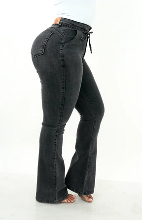 CALÇA JEANS FEMININA - Flare Vintage Estilo Alfaiataria