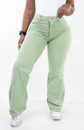 CALÇA FEMININA - WIDE LEG VERDE PISTACHE