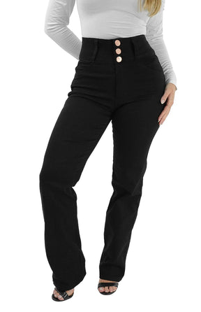 CALÇA JEANS FEMININA - RETA CHAPA BARRIGA BLACK