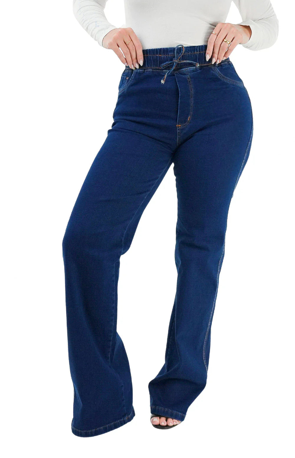 CALÇA JEANS FEMININA - WIDE LEG CINTURA ELÁSTICA POWER