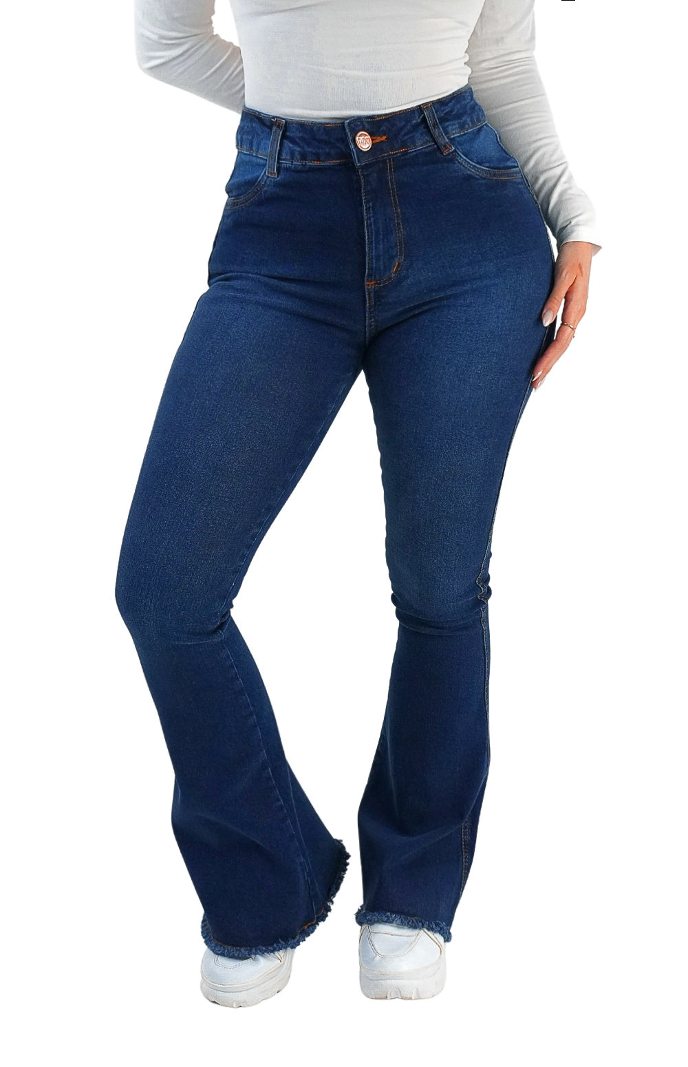CALÇA JEANS PARA BAIXINHAS FLARE - BARRA DESFIADA