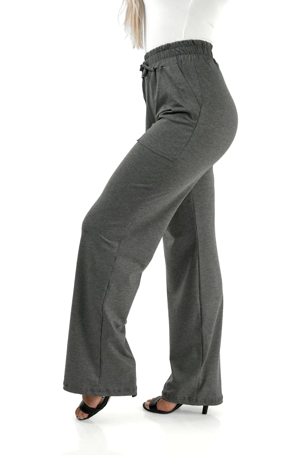 CALÇA PANTALONA CINZA MESCLA - CAIMENTO SOLTINHO