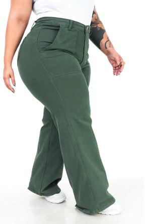 CALÇA FEMININA - WIDE LEG VERDE