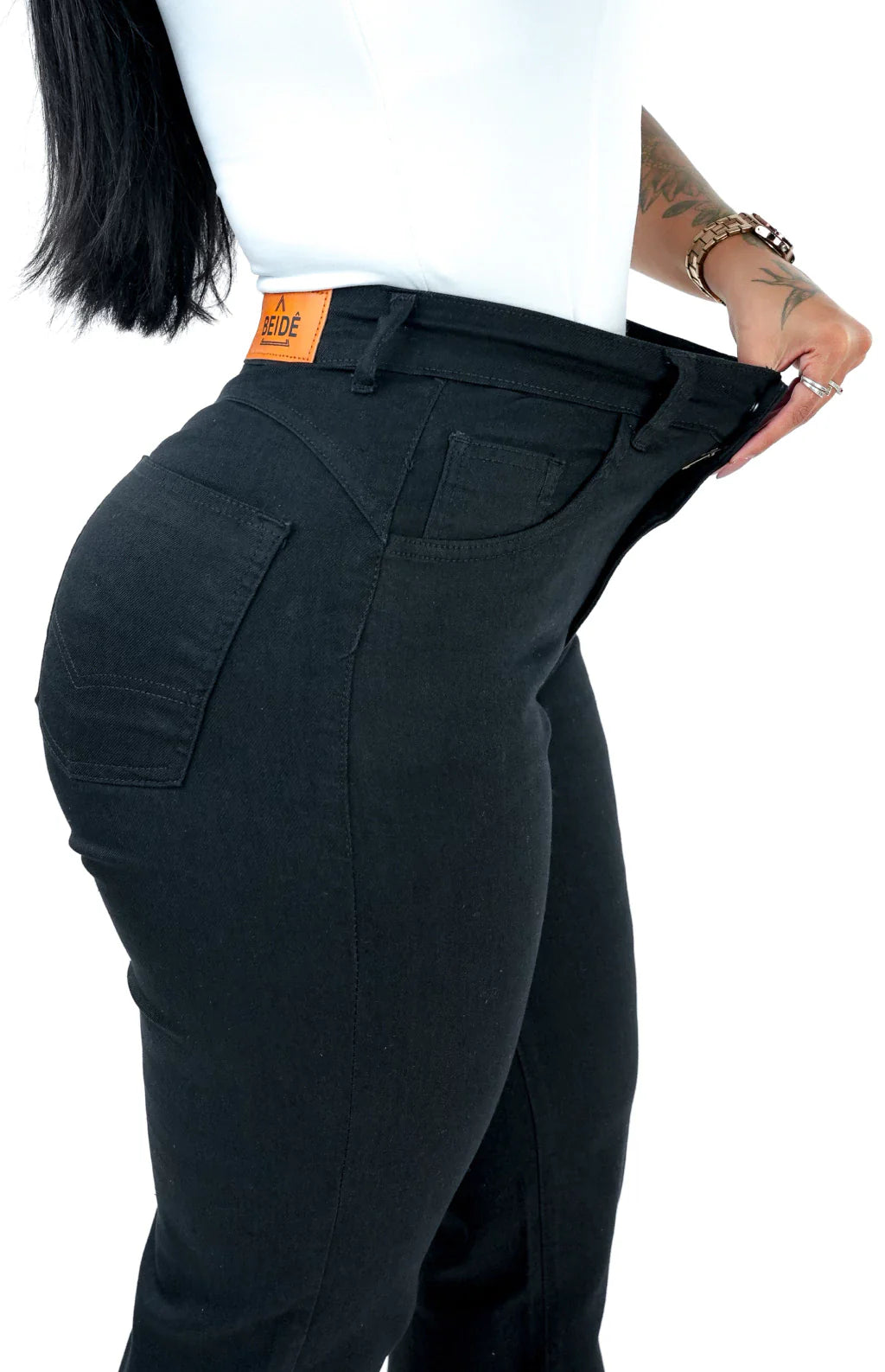 CALÇA JEANS FEMININA - WIDE LEG PRETO INTENSO