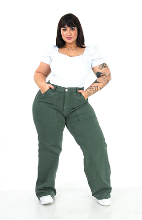 CALÇA FEMININA - WIDE LEG VERDE