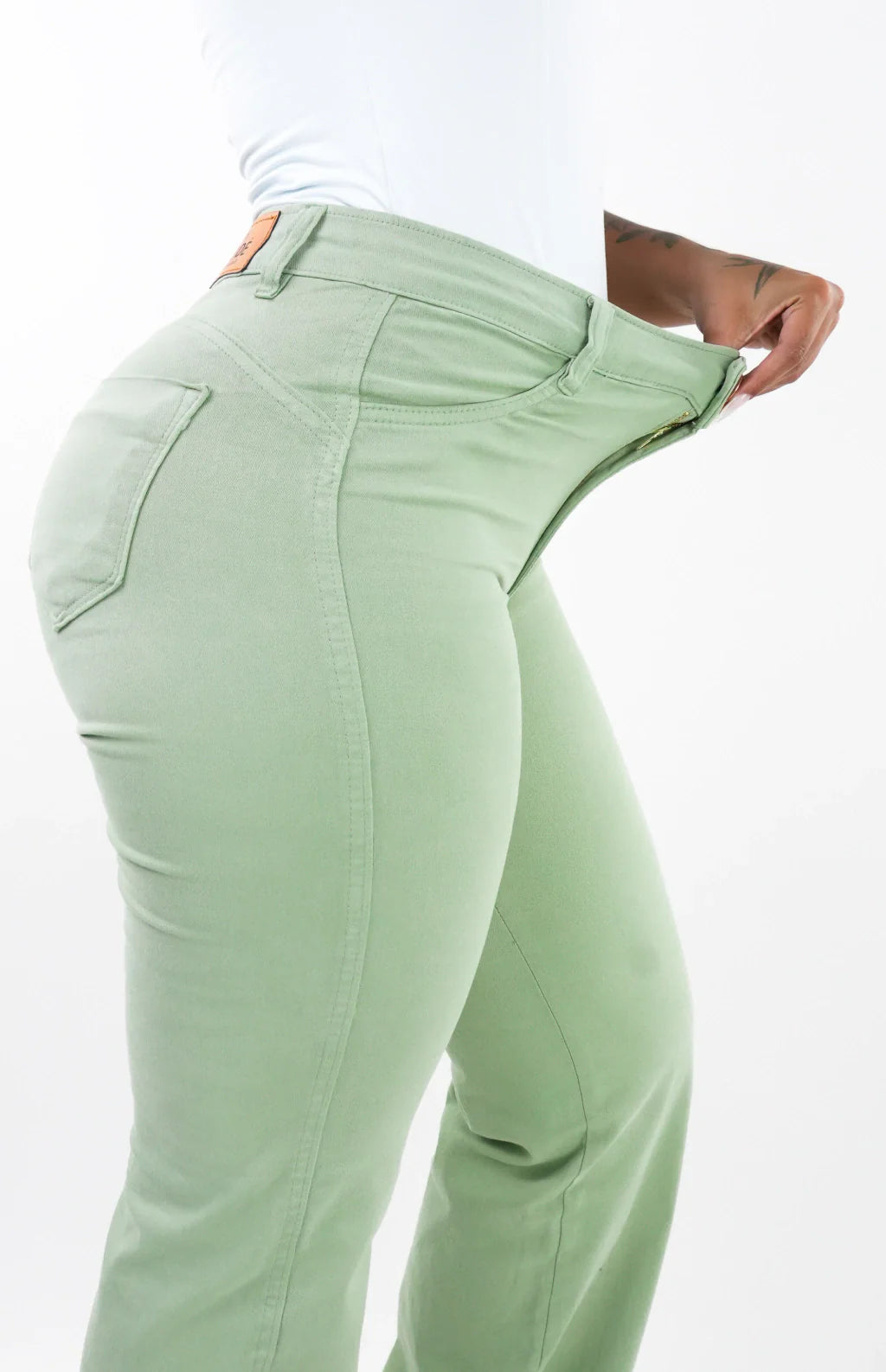 CALÇA FEMININA - WIDE LEG VERDE PISTACHE