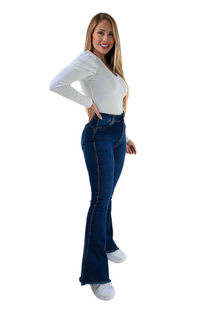 CALÇA JEANS PARA BAIXINHAS FLARE - BARRA DESFIADA