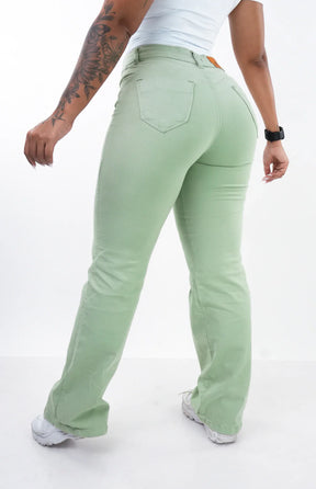 CALÇA FEMININA - WIDE LEG VERDE PISTACHE