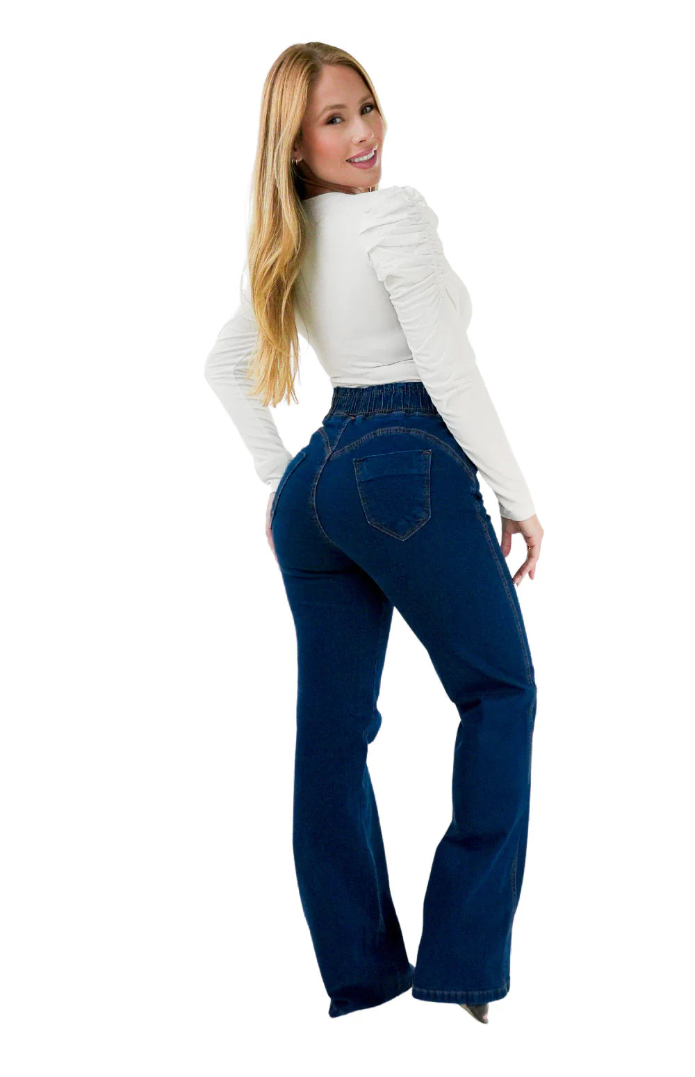 CALÇA JEANS FEMININA - WIDE LEG CINTURA ELÁSTICA POWER