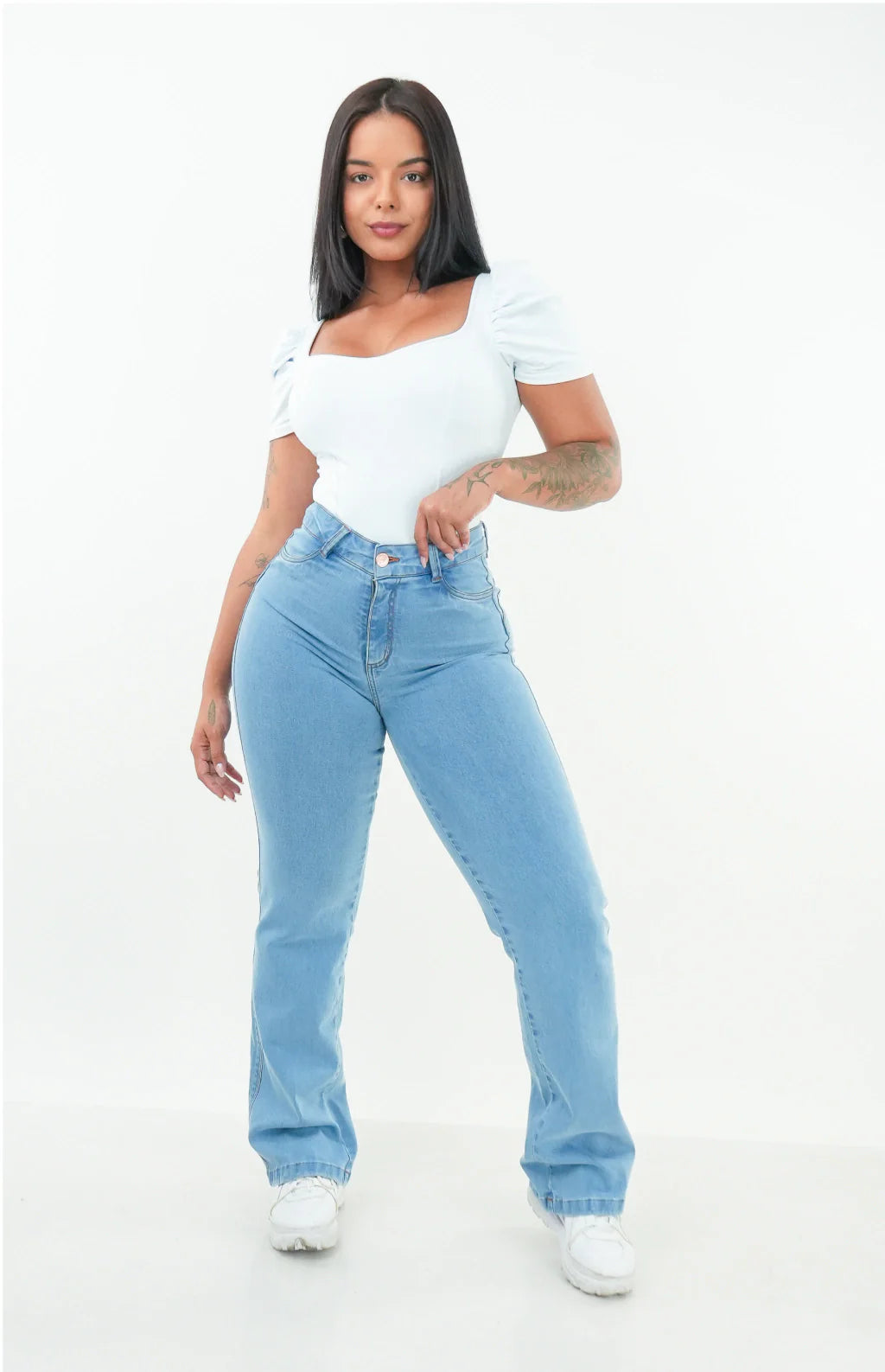 CALÇA JEANS FEMININA - Wide leg Essencial Piscine