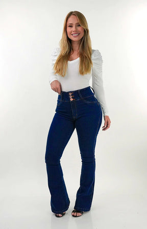 CALÇA JEANS FEMININA - FLARE TRIMODELADORA BLUE