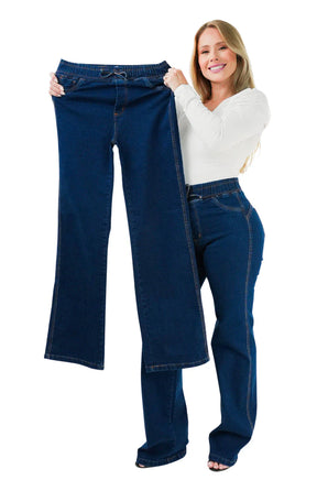 CALÇA JEANS FEMININA - WIDE LEG CINTURA ELÁSTICA POWER