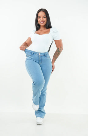 CALÇA JEANS FEMININA - Wide leg Essencial Piscine