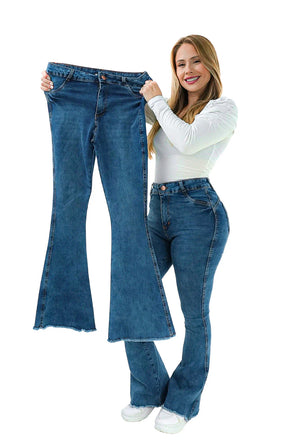 CALÇA JEANS PARA BAIXINHAS - FLARE BARRA DESFIADA MALDIVAS