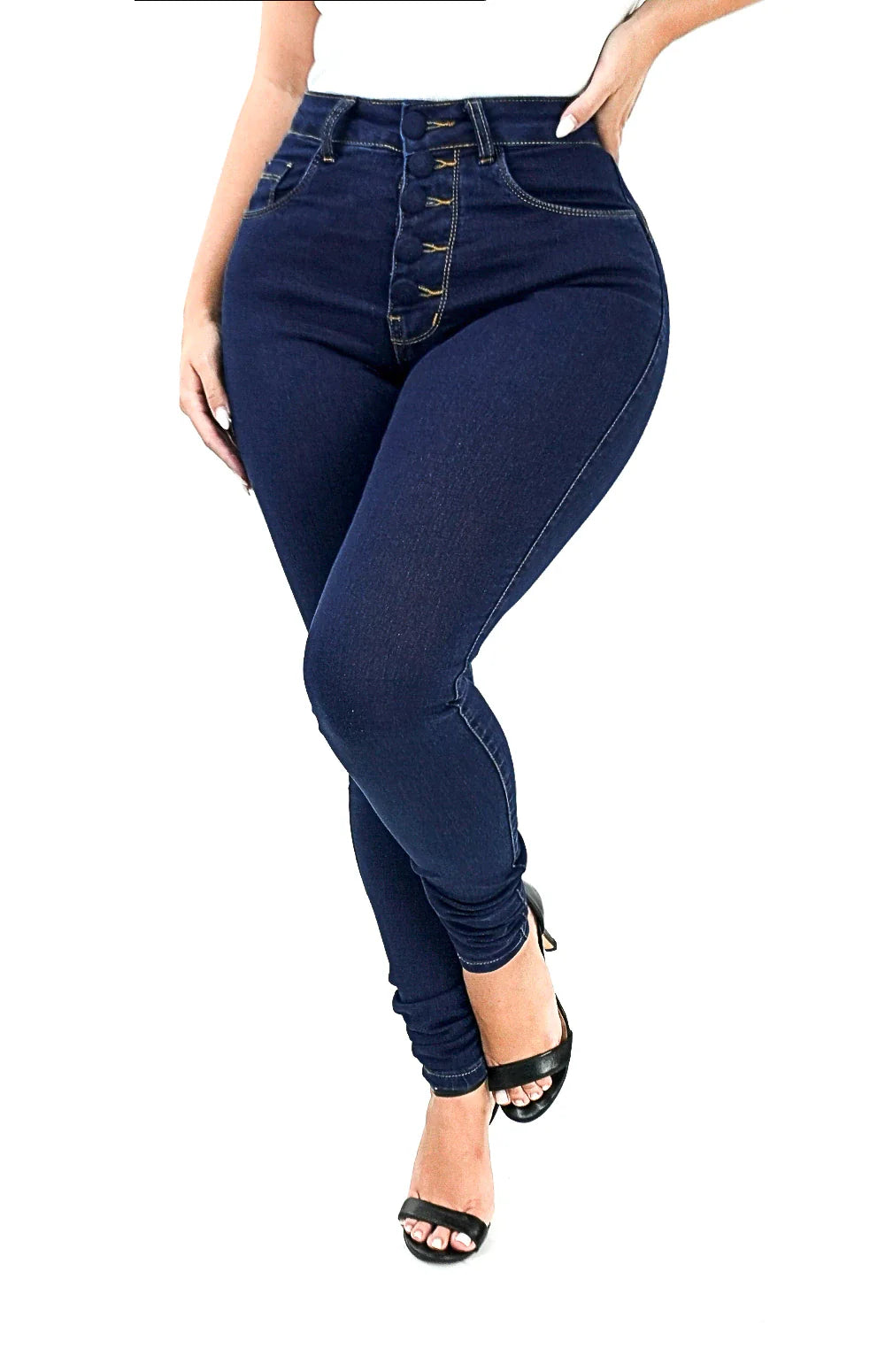 CALÇA JEANS FEMININA -SKINNY MAX BOTÕES