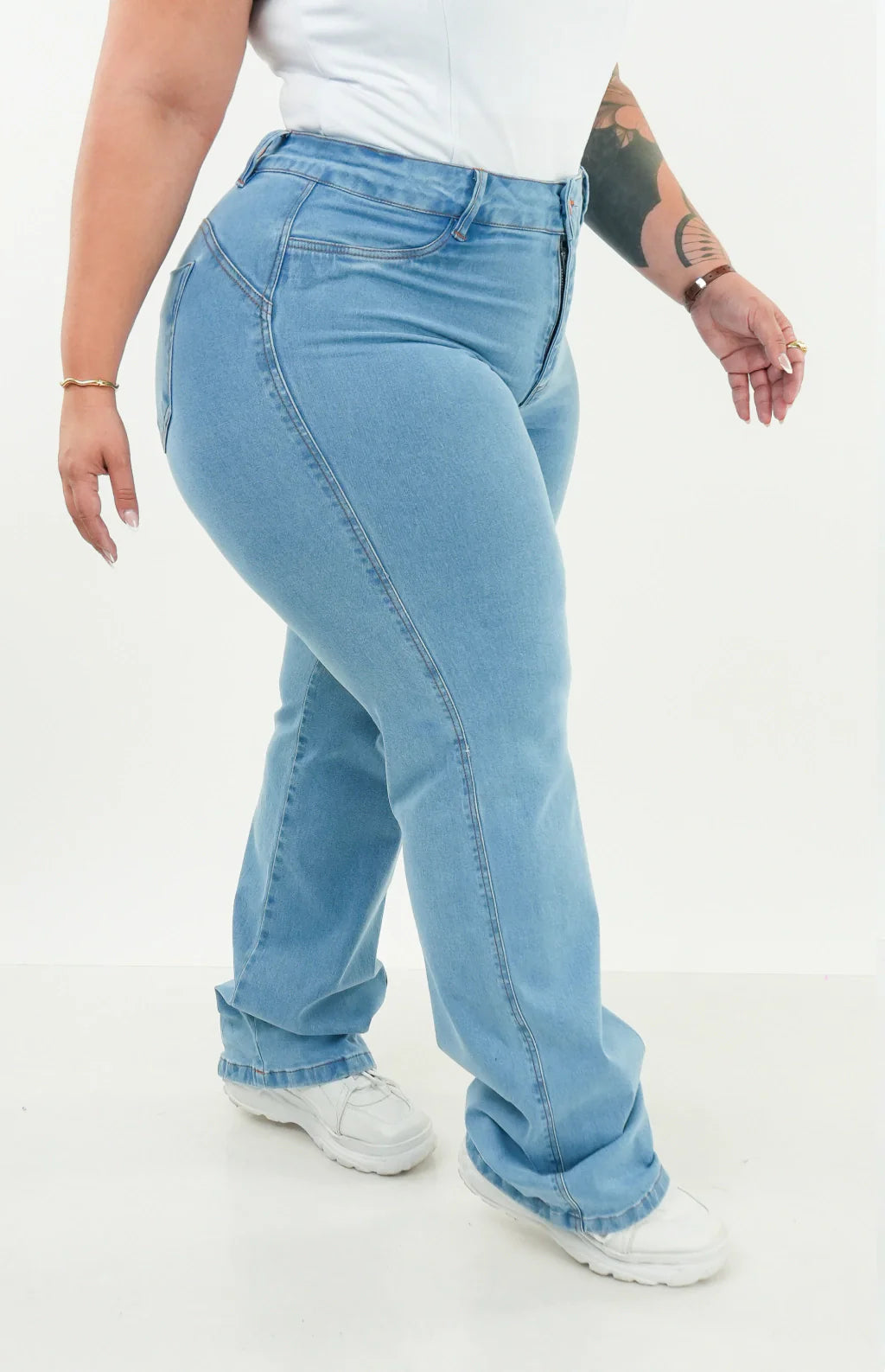 CALÇA JEANS PLUS SIZE - Wide leg Essencial Piscine