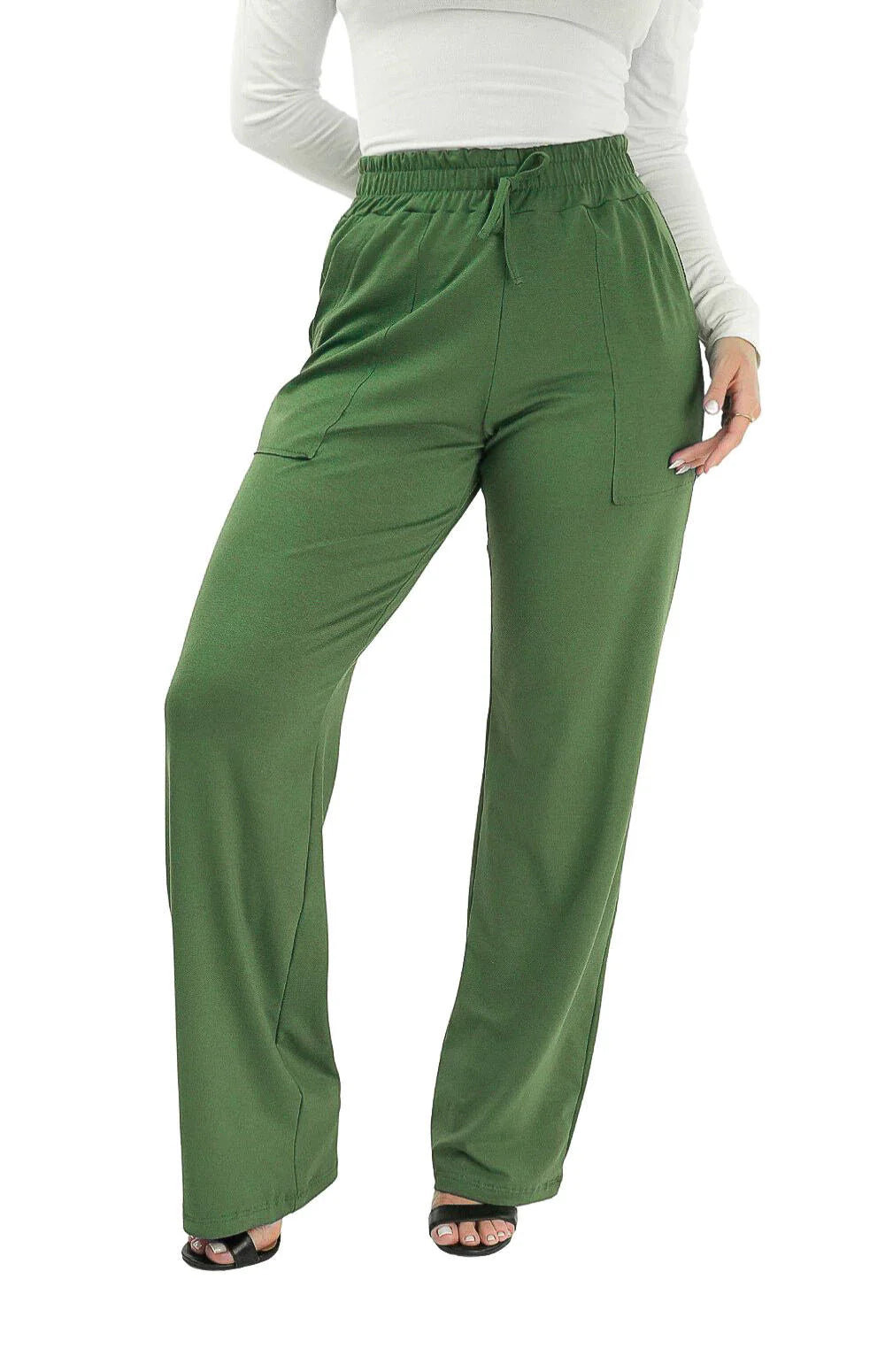 CALÇA PANTALONA VERDE MILITAR - CAIMENTO SOLTINHO