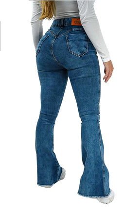 CALÇA JEANS PARA BAIXINHAS - FLARE BARRA DESFIADA MALDIVAS