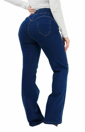 CALÇA JEANS FEMININA - WIDE LEG CINTURA ELÁSTICA POWER